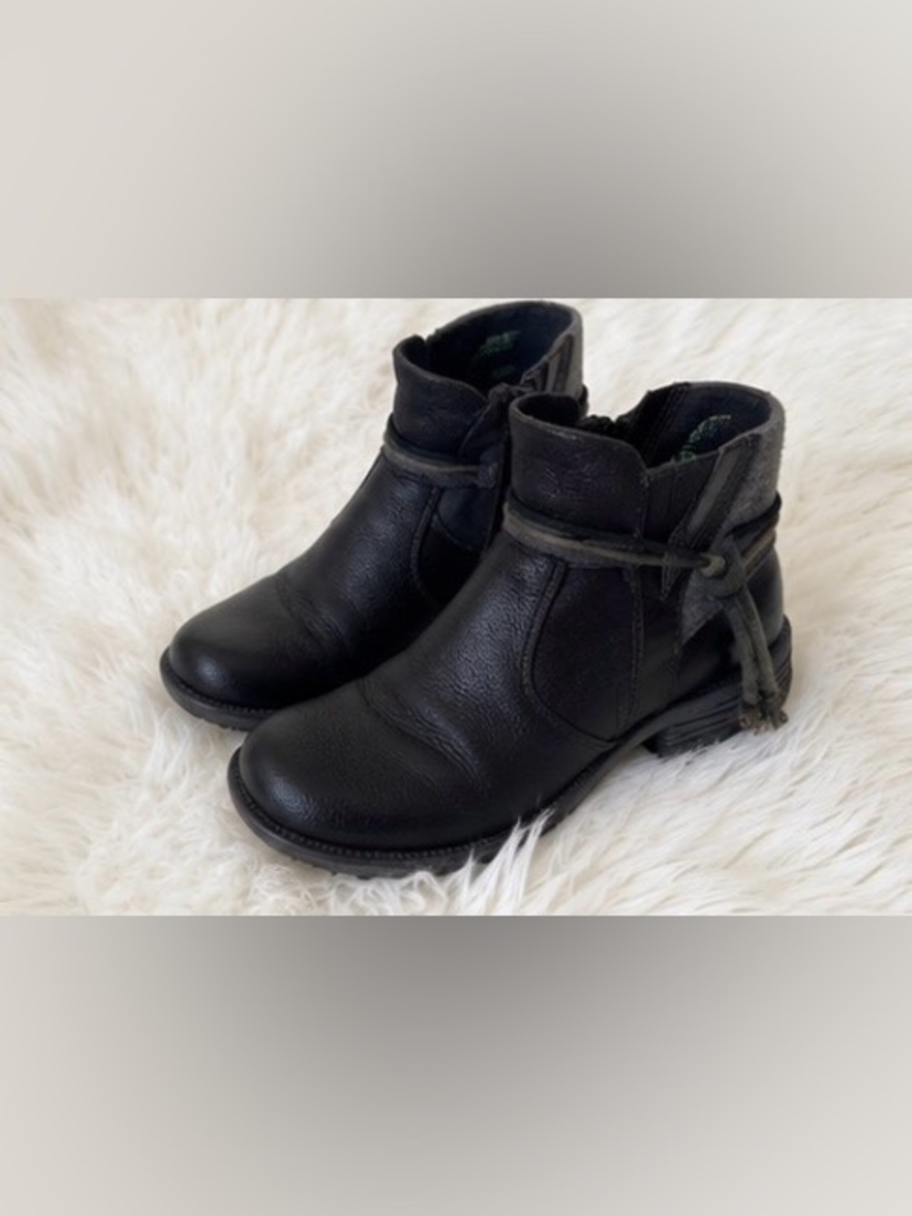 Earth Origins Priya Leather Ankle Boots Black Side Zip Comfort Women’s 6.5